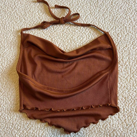 Brown Ribbed Halter Top - Picture 2 of 2